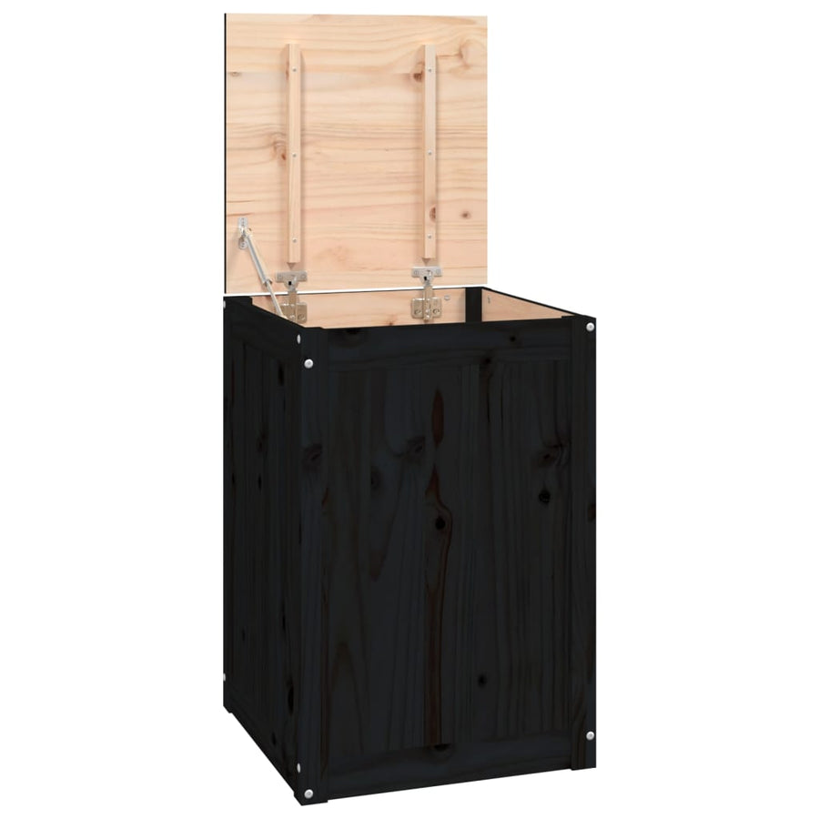 Wasmand 44x44x66 cm massief grenenhout zwart