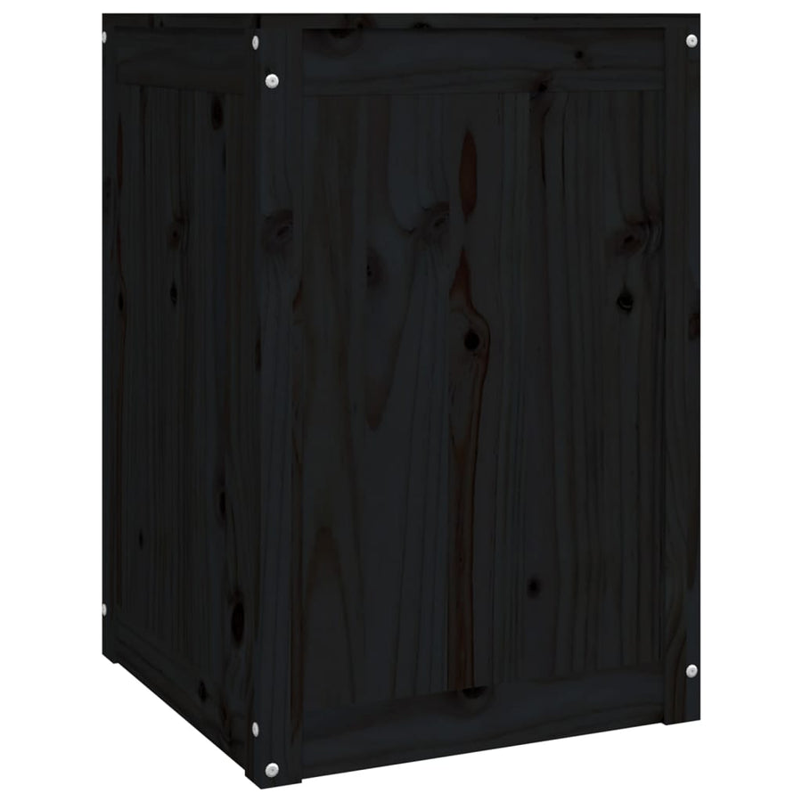 Wasmand 44x44x66 cm massief grenenhout zwart