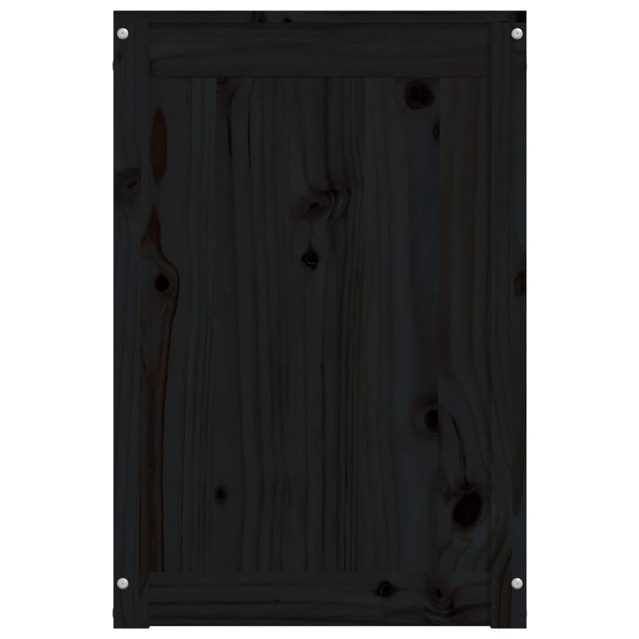 Wasmand 44x44x66 cm massief grenenhout zwart