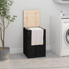 Laundry basket 44x44x66 cm solid pine wood black
