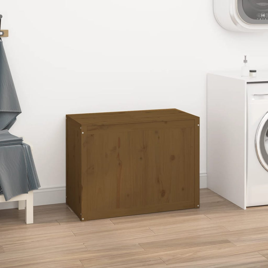 Wasmand 88,5x44x66 cm massief grenenhout honingbruin