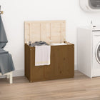 Wasmand massief grenenhout 88,5x44x66 cm honingbruin