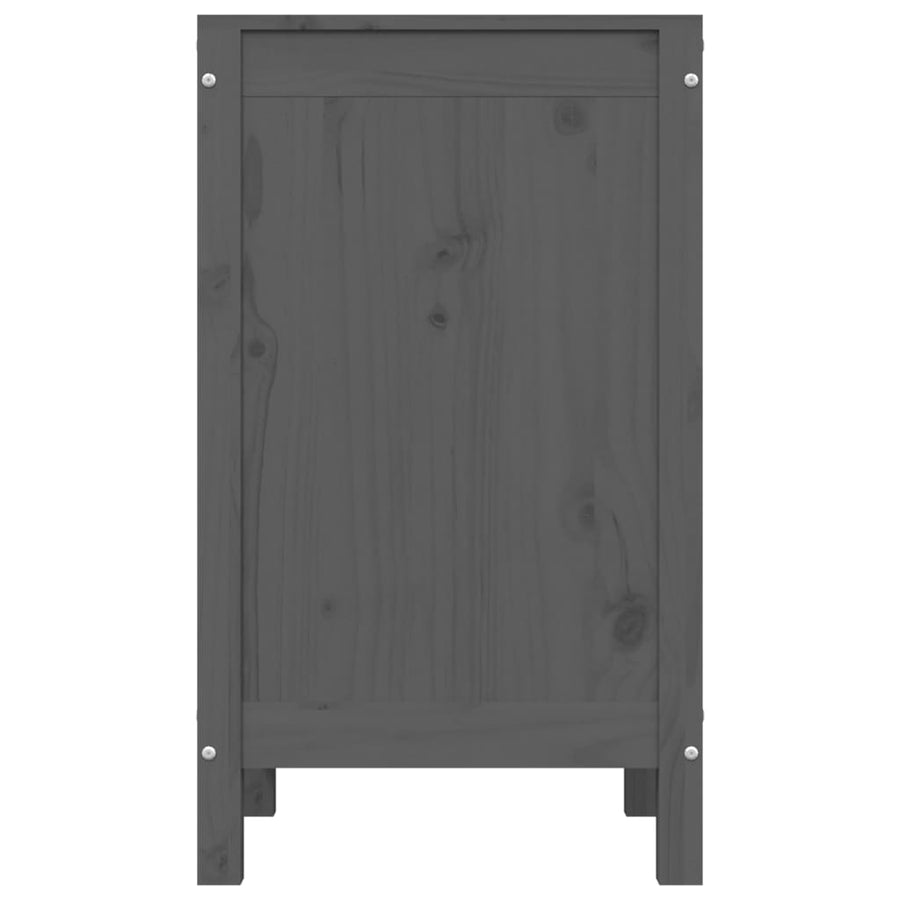 Wasmand 44x44x76 cm massief grenenhout grijs