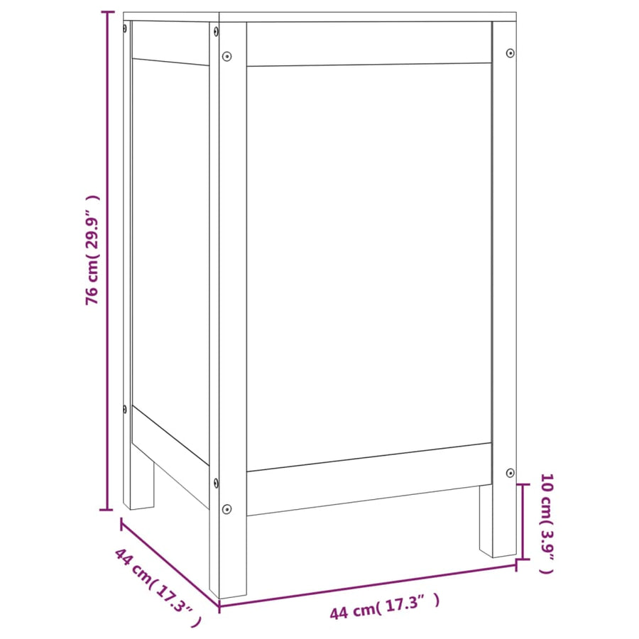 Wasmand 44x44x76 cm massief grenenhout grijs