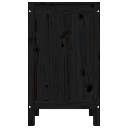 Wasmand 44x44x76 cm massief grenenhout zwart