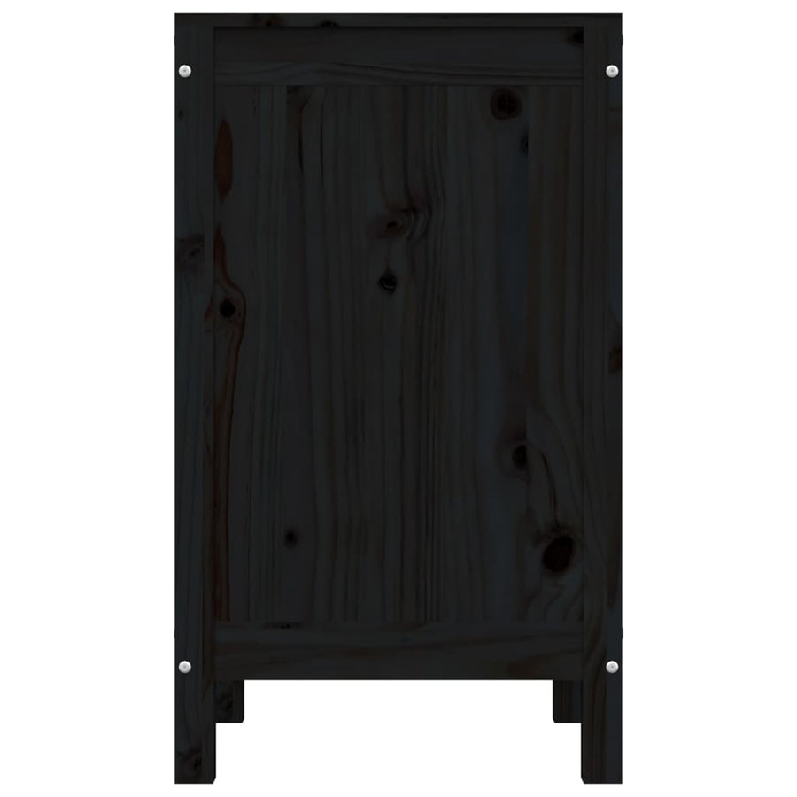 Wasmand 44x44x76 cm massief grenenhout zwart