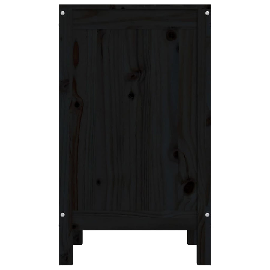 Wasmand 44x44x76 cm massief grenenhout zwart