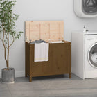 Wasmand massief grenenhout 88,5x44x76 cm honingbruin