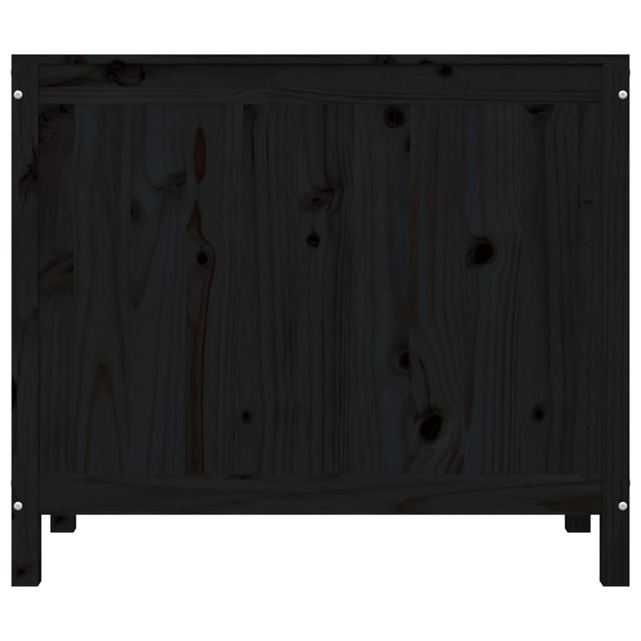 Wasmand 88,5x44x76 cm massief grenenhout zwart
