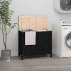 Laundry basket 88.5x44x76 cm solid pine wood black