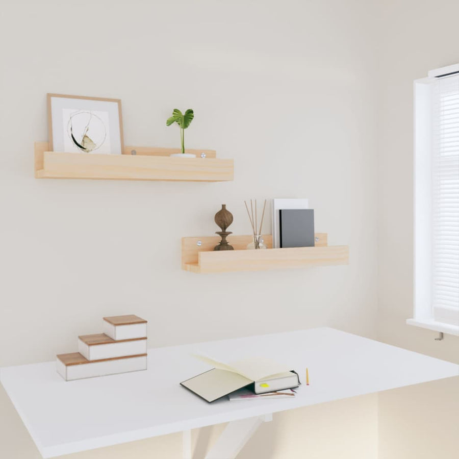 Wandschappen 2 St 50X12X9 Cm Massief Grenenhout 50 x 12 x 9 cm Naturel