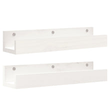 Wandschappen 2 st 50x12x9 cm massief grenenhout wit