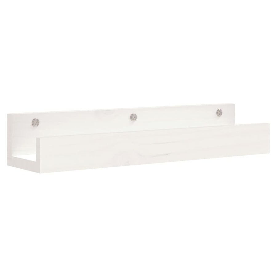 Wandschappen 2 st 50x12x9 cm massief grenenhout wit
