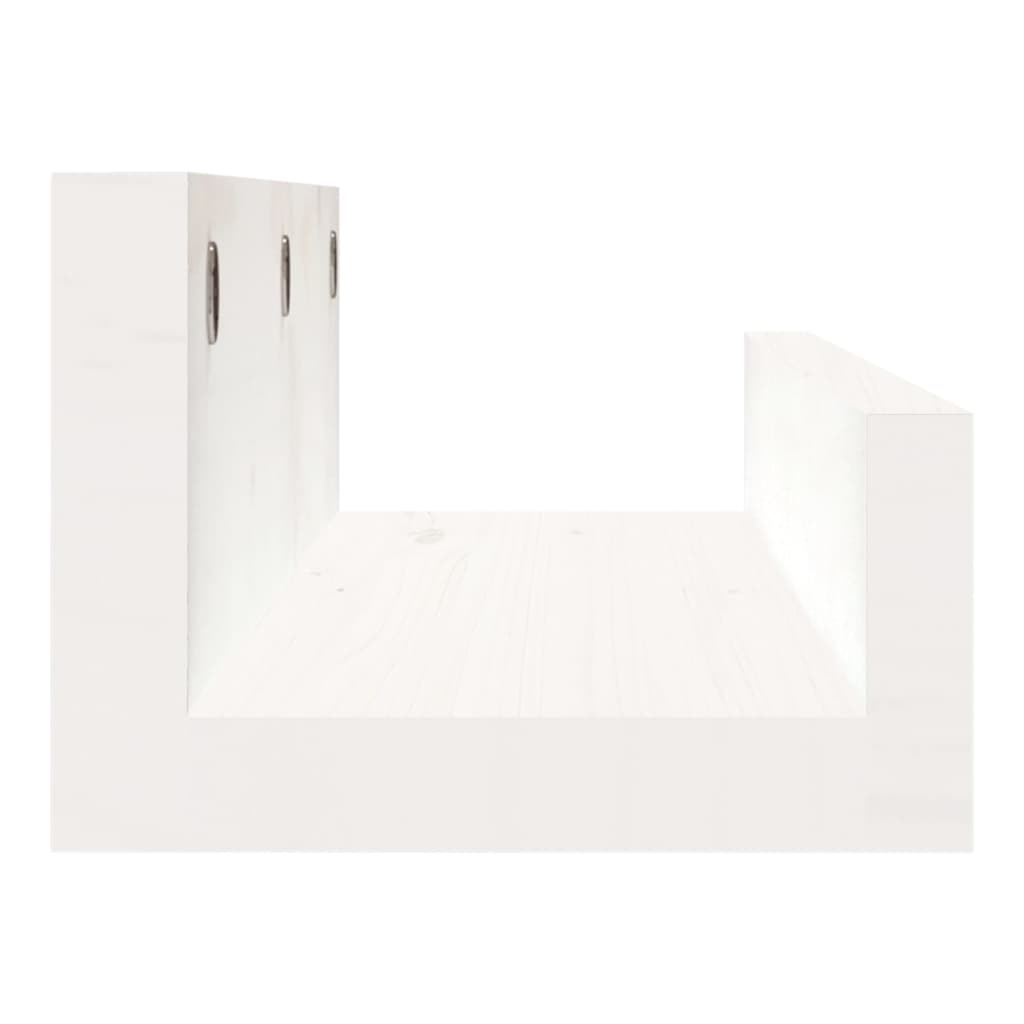 Wandschappen 2 st 50x12x9 cm massief grenenhout wit