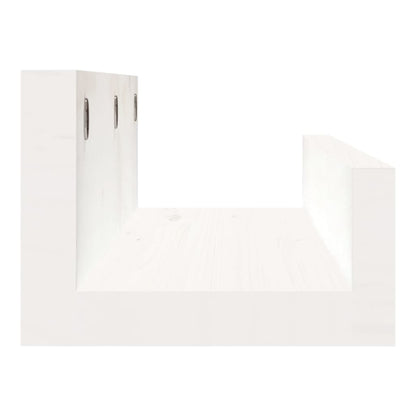 Wandschappen 2 st 50x12x9 cm massief grenenhout wit