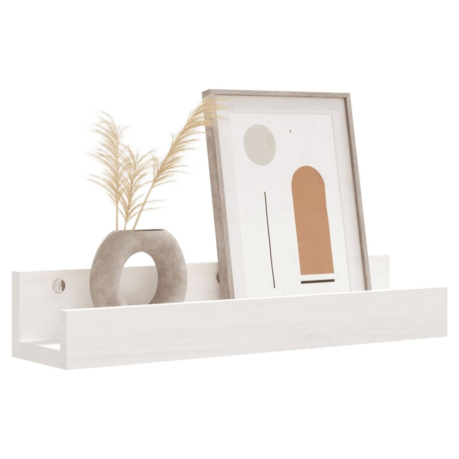 Wandschappen 2 st 50x12x9 cm massief grenenhout wit
