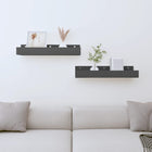 Wall shelves 2 pcs 50x12x9 cm solid pine grey