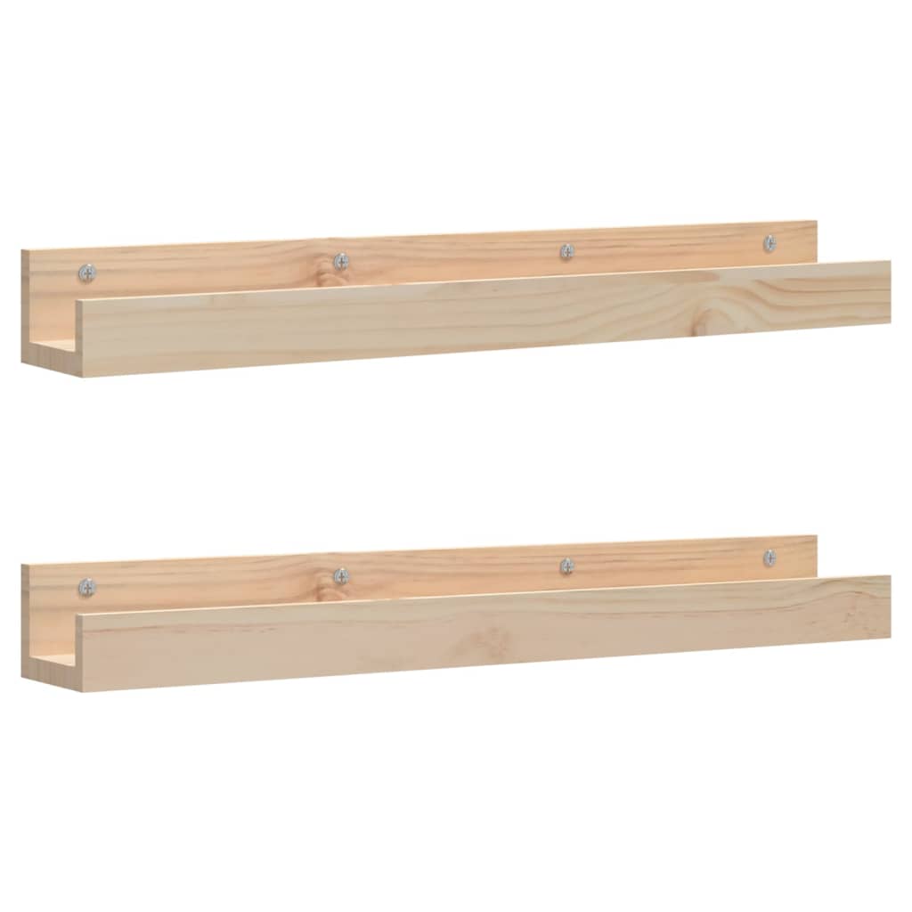 Wandschappen 2 St 80X12X9 Cm Massief Grenenhout 80 x 12 x 9 cm Naturel