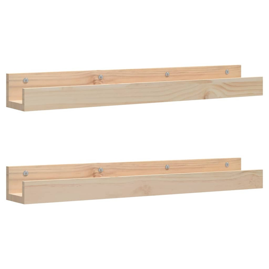 Wandschappen 2 St 80X12X9 Cm Massief Grenenhout 80 x 12 x 9 cm Naturel