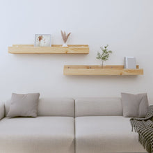 Wandschappen 2 St 80X12X9 Cm Massief Grenenhout 80 x 12 x 9 cm Naturel