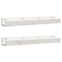 Wandschappen 2 st 80x12x9 cm massief grenenhout wit