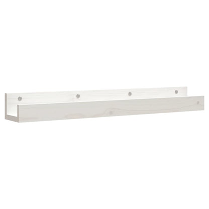 Wandschappen 2 st 80x12x9 cm massief grenenhout wit