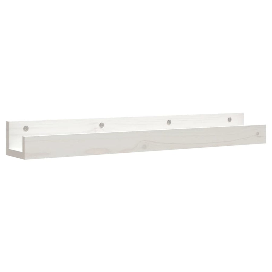 Wandschappen 2 st 80x12x9 cm massief grenenhout wit
