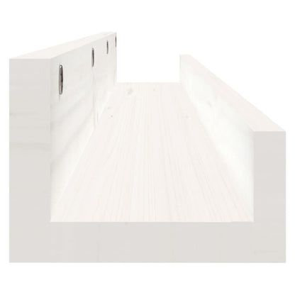 Wandschappen 2 st 80x12x9 cm massief grenenhout wit