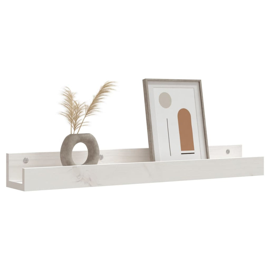 Wandschappen 2 st 80x12x9 cm massief grenenhout wit
