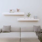Wandschappen 2 st 80x12x9 cm massief grenenhout wit
