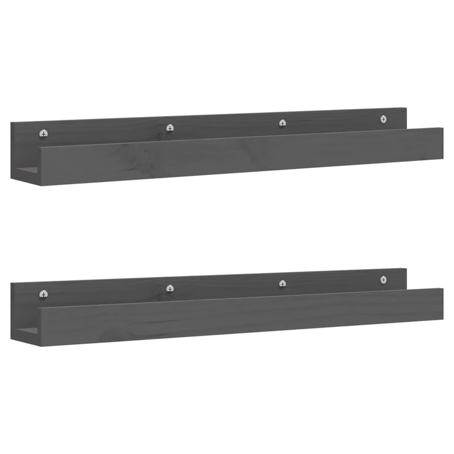 Wandschappen 2 St 80X12X9 Cm Massief Grenenhout Grijs