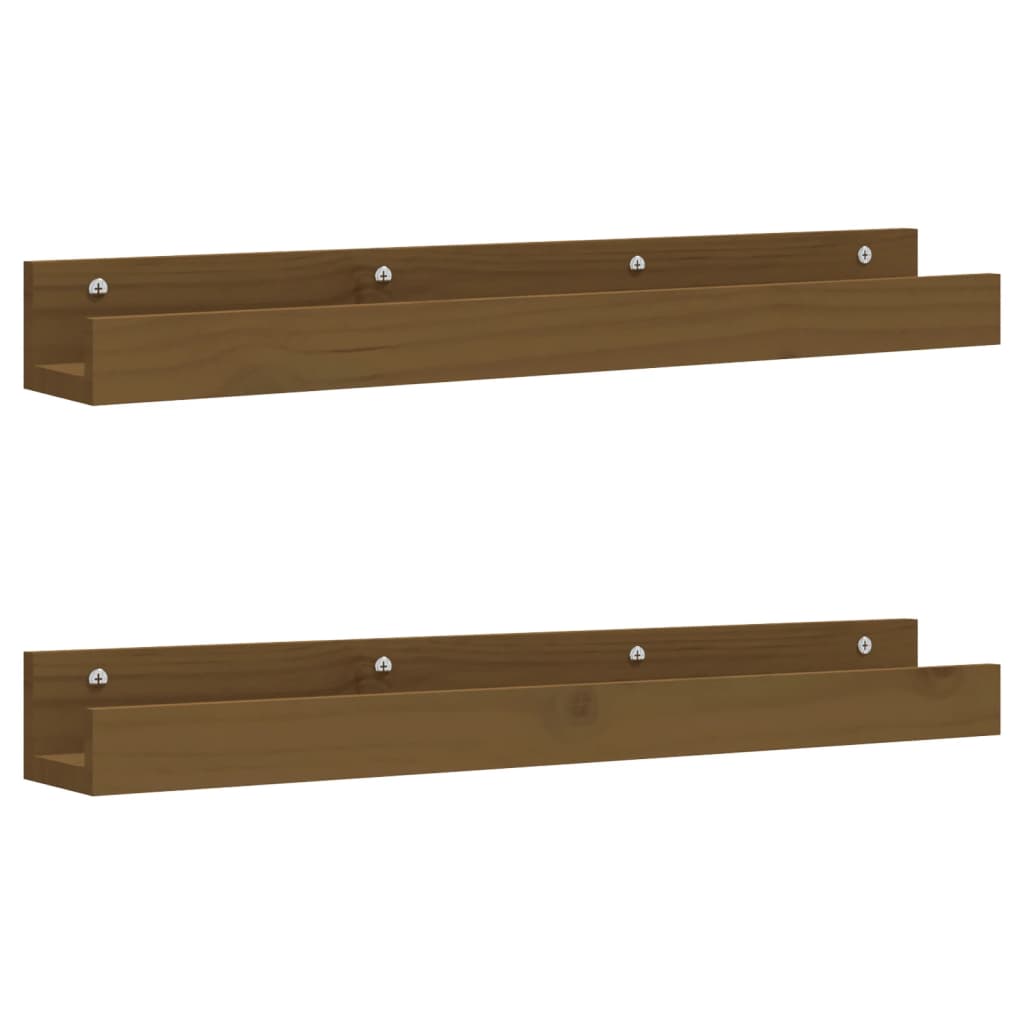 Wandschappen 2 St 80X12X9 Cm Massief Grenenhout Honingbruin