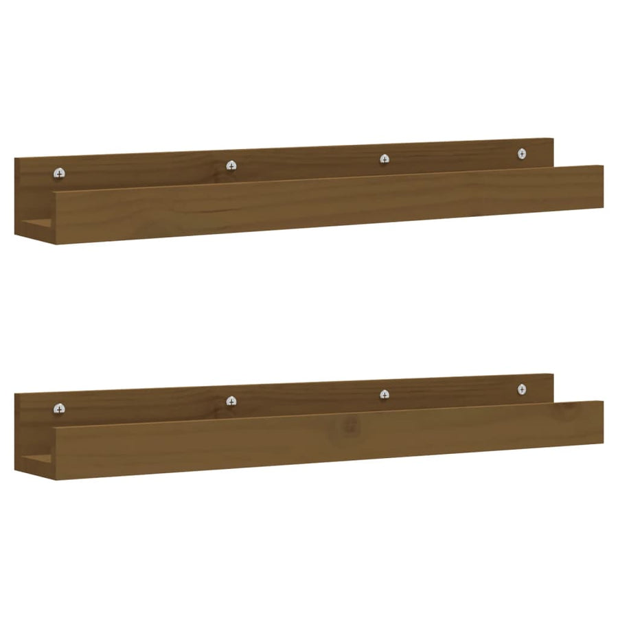 Wandschappen 2 St 80X12X9 Cm Massief Grenenhout Honingbruin