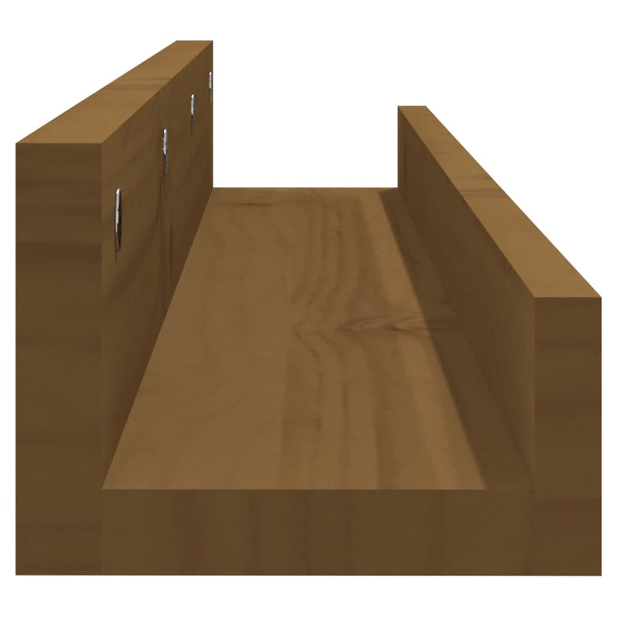 Wandschappen 2 St 80X12X9 Cm Massief Grenenhout Honingbruin