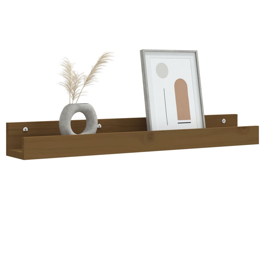 Wandschappen 2 St 80X12X9 Cm Massief Grenenhout Honingbruin