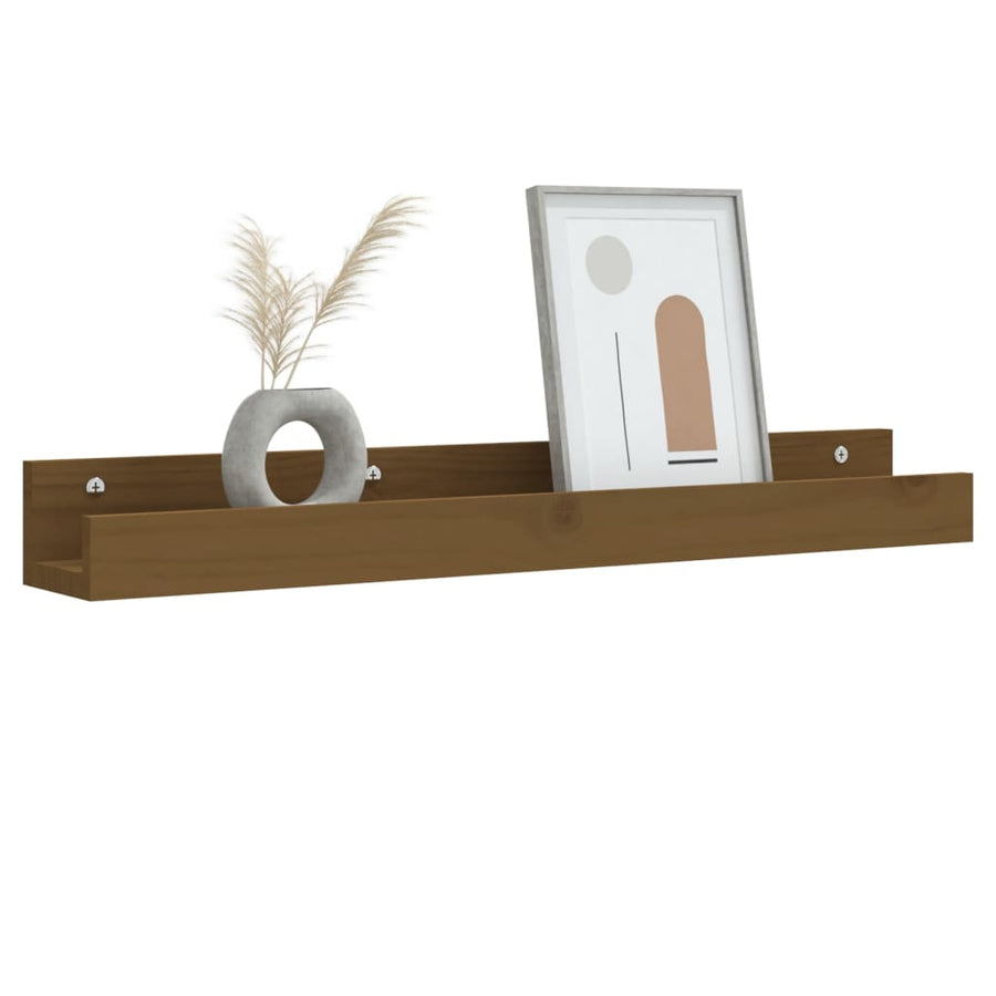 Wandschappen 2 St 80X12X9 Cm Massief Grenenhout Honingbruin