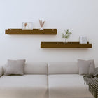 Wall shelves 2 pcs 80x12x9 cm solid pine honey brown