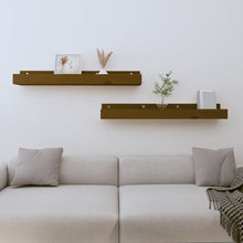 Wandschappen 2 St 80X12X9 Cm Massief Grenenhout Honingbruin