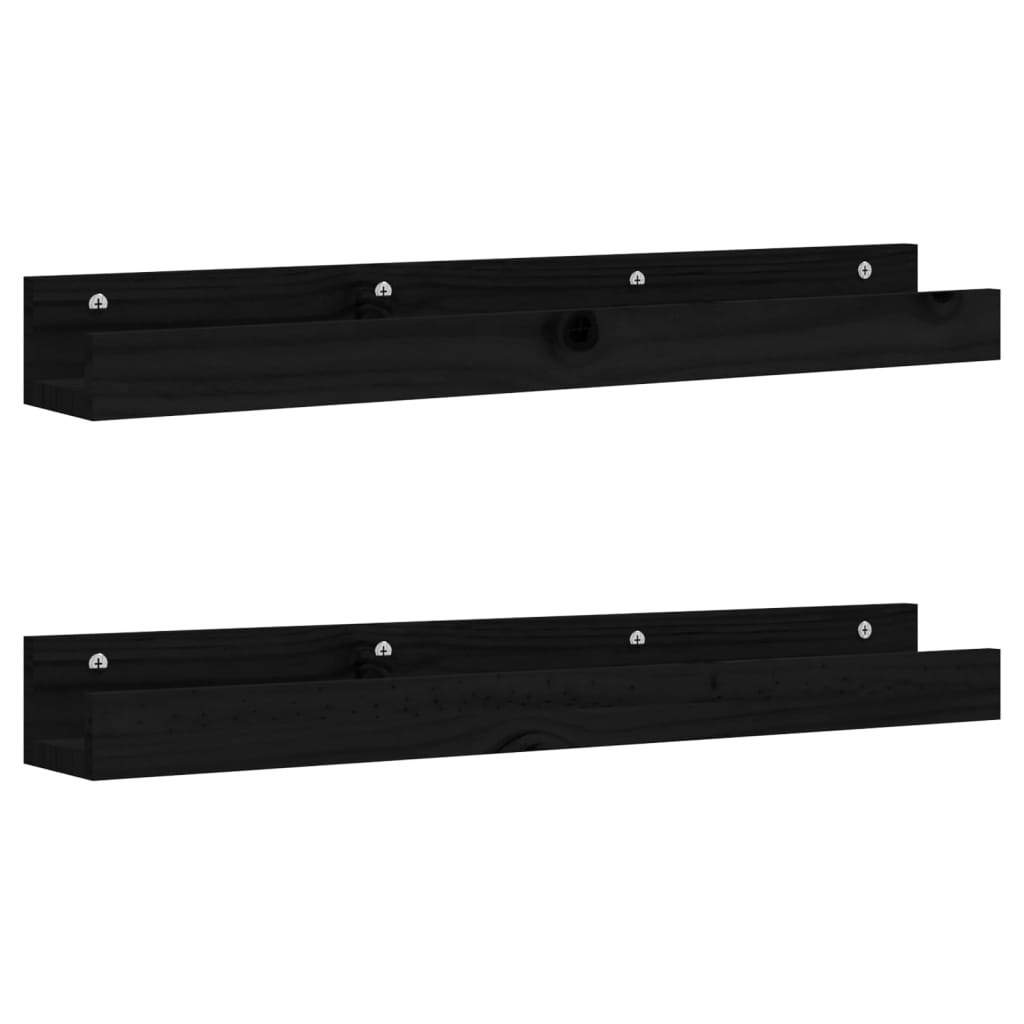 Wandschappen 2 St 80X12X9 Cm Massief Grenenhout Zwart