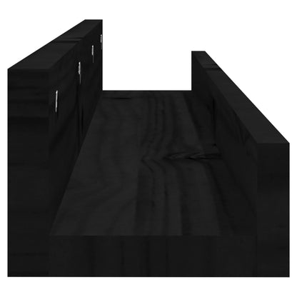 Wandschappen 2 St 80X12X9 Cm Massief Grenenhout Zwart