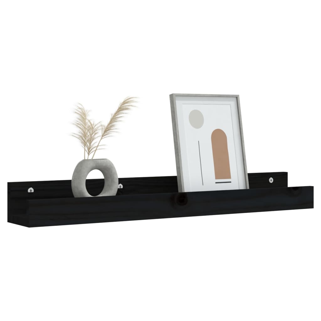 Wandschappen 2 St 80X12X9 Cm Massief Grenenhout Zwart
