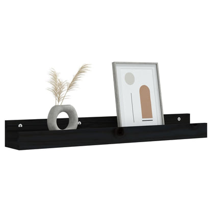 Wandschappen 2 St 80X12X9 Cm Massief Grenenhout Zwart