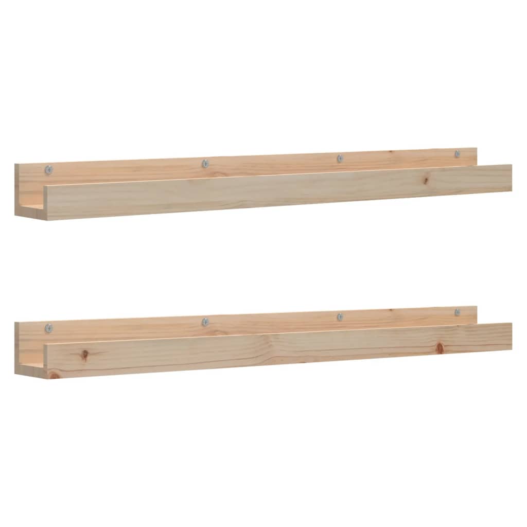 Wandschappen 2 St 110X12X9 Cm Massief Grenenhout 110 x 12 x 9 cm Naturel