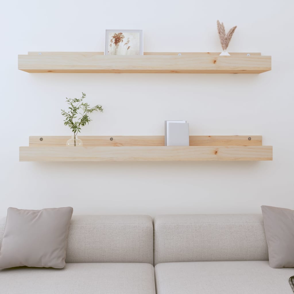 Wandschappen 2 St 110X12X9 Cm Massief Grenenhout 110 x 12 x 9 cm Naturel