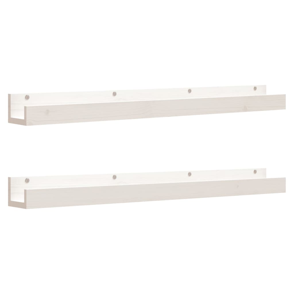 Wandschappen 2 st 110x12x9 cm massief grenenhout wit