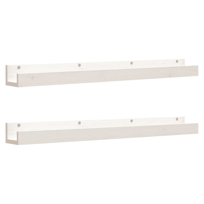 Wandschappen 2 st 110x12x9 cm massief grenenhout wit