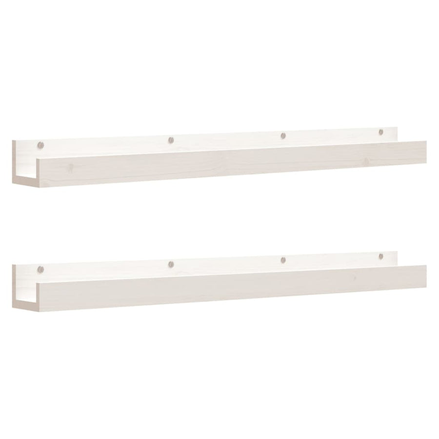 Wandschappen 2 st 110x12x9 cm massief grenenhout wit