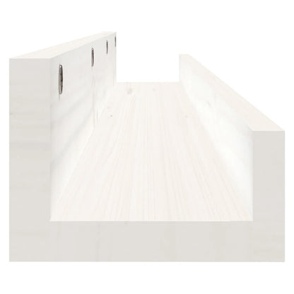 Wandschappen 2 st 110x12x9 cm massief grenenhout wit