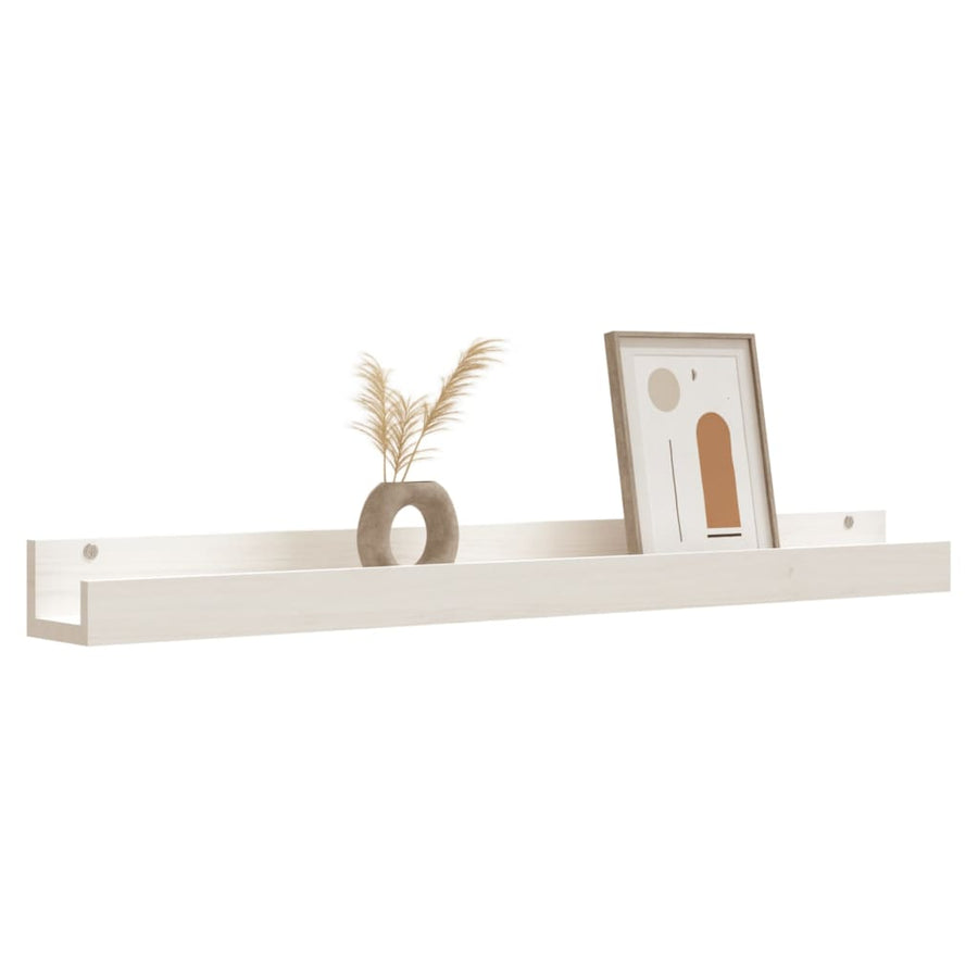 Wandschappen 2 st 110x12x9 cm massief grenenhout wit