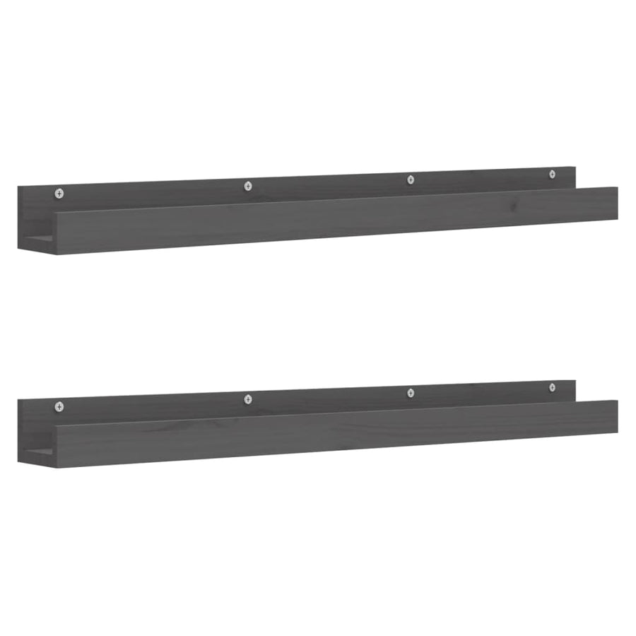 Wandschappen 2 St 110X12X9 Cm Massief Grenenhout Grijs